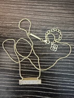 Kendra Scott Gold Leanor Bar Iridescent Drusy Quartz Necklace
